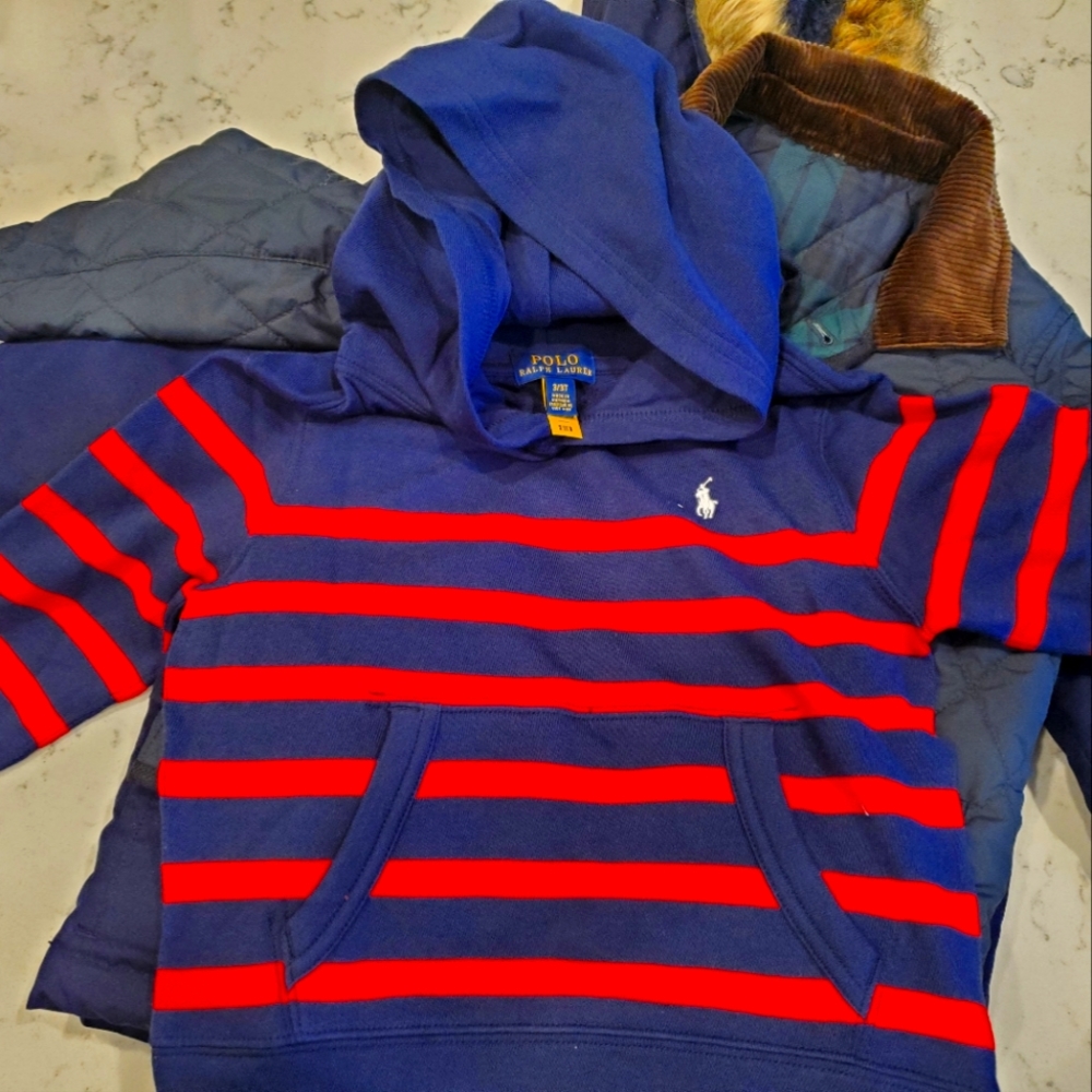 Toddler Boys long sleeve red and blue hoodie shirt